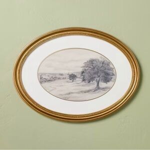 Gold Oval Framed Landscape Sketch hearth & hand